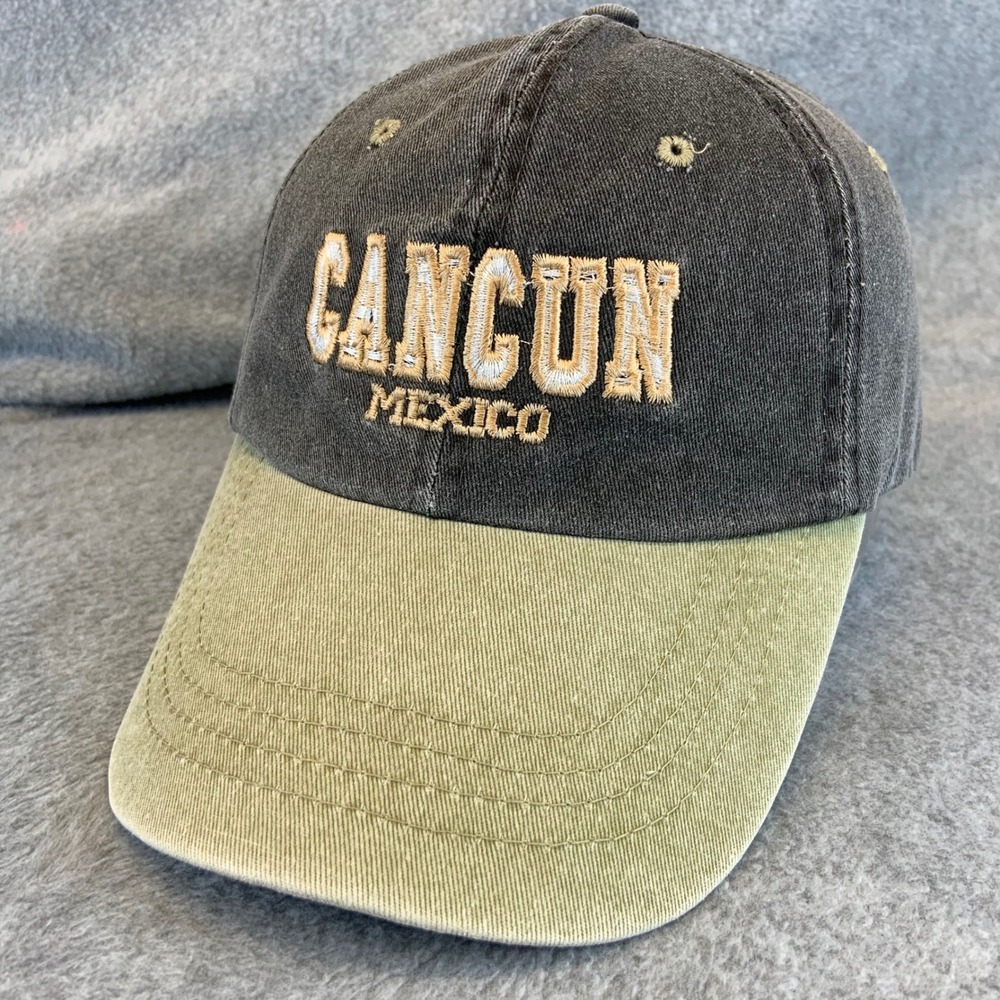 Cancun Mexico Unisex Grey Green DKPS Hat Souvenir Embroidered OSFM